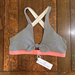 Southern Tide Seersucker Tie Front Bikini Top SIZE L NWT